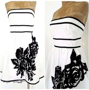 Elegant New Black & White Strapless Dress♡